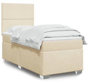 VidaXL Κρεβάτι Boxspring με Στρώμα Κρεμ 90x200 εκ.Υφασμάτινο