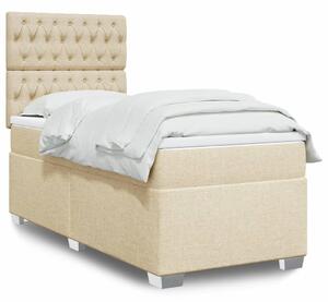 VidaXL Κρεβάτι Boxspring με Στρώμα Κρεμ 100 x 200 εκ. Υφασμάτινο