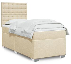 VidaXL Κρεβάτι Boxspring με Στρώμα Κρεμ 90x190 εκ.Υφασμάτινο