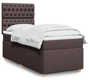 VidaXL Κρεβάτι Boxspring με Στρώμα Σκούρο Καφέ 90x200 εκ. Υφασμάτινο