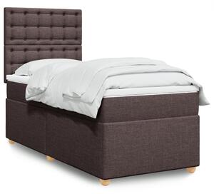 VidaXL Κρεβάτι Boxspring με Στρώμα Σκούρο Καφέ 100x200 εκ. Υφασμάτινο