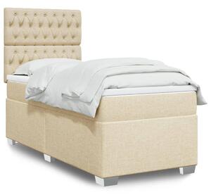 VidaXL Κρεβάτι Boxspring με Στρώμα Κρεμ 90x200 εκ.Υφασμάτινο