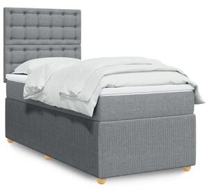 VidaXL Κρεβάτι Boxspring με Στρώμα Ανοιχτό Γκρι 90x200 εκ. Υφασμάτινο