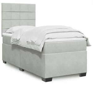 VidaXL Κρεβάτι Boxspring με Στρώμα Ανοιχτό Γκρι 80x200 εκ. Βελούδινο