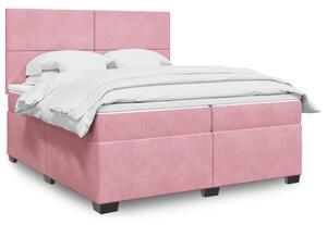 VidaXL Κρεβάτι Boxspring με Στρώμα Ροζ 200x200 εκ. Βελούδινο