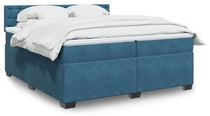 VidaXL Κρεβάτι Boxspring με Στρώμα Μπλε 200x200 εκ. Βελούδινο