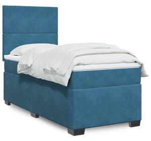 VidaXL Κρεβάτι Boxspring με Στρώμα Μπλε 100x200 εκ. Βελούδινο