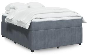 VidaXL Κρεβάτι Boxspring με Στρώμα Σκούρο Γκρι 140x190 εκ. Βελούδινο