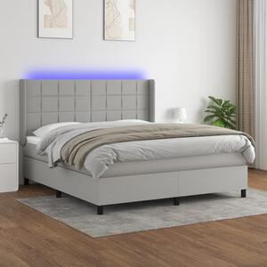 VidaXL Κρεβάτι Boxspring με Στρώμα & LED Αν.Γκρι 160x200εκ. Υφασμάτινο