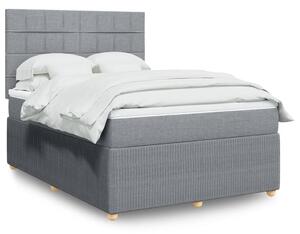 VidaXL Κρεβάτι Boxspring με Στρώμα Ανοιχτό Γκρι 140x200 εκ. Υφασμάτινο