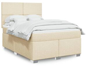 VidaXL Κρεβάτι Boxspring με Στρώμα Κρεμ 140x200 εκ. Υφασμάτινο