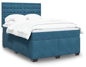 VidaXL Κρεβάτι Boxspring με Στρώμα Μπλε 140x190 εκ. Βελούδινο