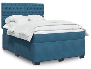 VidaXL Κρεβάτι Boxspring με Στρώμα Μπλε 160x200 εκ. Βελούδινο