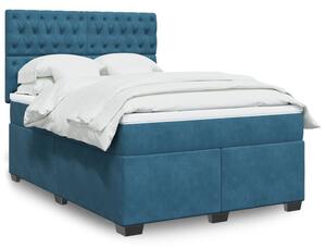 VidaXL Κρεβάτι Boxspring με Στρώμα Μπλε 140x200 εκ. Βελούδινο