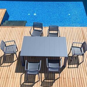 Τραπεζαρία Vegas Artemis 20.9982 (Σετ 7τμχ) 100X180-220cm Dark Grey