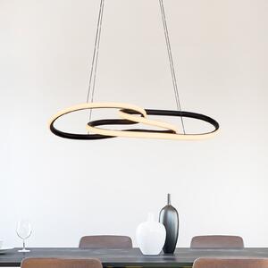 Paul Neuhaus Κρεμαστό φωτιστικό LED TWIST, μαύρο, μήκος 76 cm, μεταλλικός Switchdim, ρυθμιζόμενος, Μαύρο, Σαλόνι / τραπεζαρία, Αλουμίνιο, σύγχρονο
