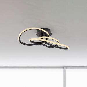 Paul Neuhaus Φωτιστικό οροφής LED TWIST, μαύρο, μήκος 90 cm, μεταλλικό, Switchdim, ρυθμιζόμενος, Μαύρο, Σαλόνι / τραπεζαρία, Αλουμίνιο, σύγχρονο
