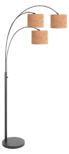 Steinhauer Φωτιστικό δαπέδου Sparkled Light, μαύρο/καφέ, 180 cm, φελλός, 3 φιάλες., Καφέ / Σκουριάς, Σαλόνι / τραπεζαρία, Άλλα υλικά, σύγχρονο