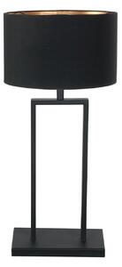 Steinhauer Επιτραπέζια λάμπα Stang 3984ZW, τσίντζ μαύρο/μαύρο-χρυσό, 55 εκ., ρυθμιζόμενος, Μαύρο, Σαλόνι / τραπεζαρία, Ύφασμα / Κλωστοϋφαντουργία, σύγχρονο