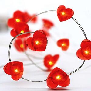 Φωτιστικό Γιρλάντα Με Μπαταρία "Red Heart"20 X01204115 1,2W Led 2M+10cm Red-Silver Aca