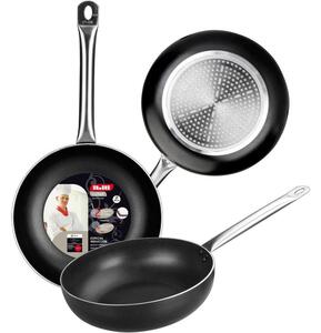 Τηγάνι Wok Αντικολλητικό Ichef 403124 Φ24cm Inox-Black Ibili