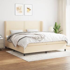 VidaXL Κρεβάτι Boxspring με Στρώμα Κρεμ 200x200 εκ. Υφασμάτινο