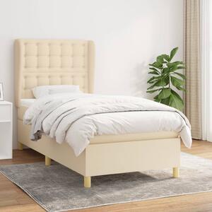 VidaXL Κρεβάτι Boxspring με Στρώμα Κρεμ 90x200 εκ.Υφασμάτινο