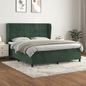 VidaXL Κρεβάτι Boxspring με Στρώμα Σκούρο Πράσινο 160x200εκ. Βελούδινο