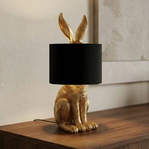Lindby Επιτραπέζια λάμπα Lorentina, ύψος 57 cm, λαγός, χρυσό, ύφασμα, Μαύρο, Σαλόνι / τραπεζαρία, Ύφασμα / Κλωστοϋφαντουργία, σχεδιασμός