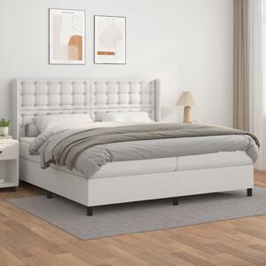 VidaXL Κρεβάτι Boxspring με Στρώμα Λευκό 200x200 εκ. Συνθετικό Δέρμα