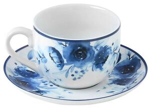 Φλυτζάνι Τσαγιού Με Πιατάκι Blue Rose 07-16135 220ml White-Blue Estia