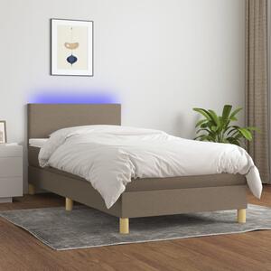 VidaXL Κρεβάτι Boxspring με Στρώμα & LED Taupe 100x200 εκ. Υφασμάτινο