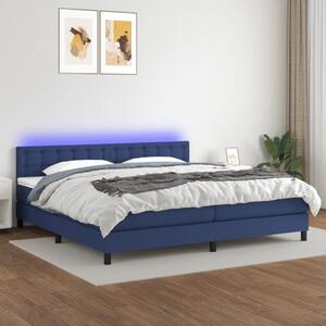 VidaXL Κρεβάτι Boxspring με Στρώμα & LED Μπλε 200x200 εκ. Υφασμάτινο