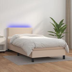 VidaXL Κρεβάτι Boxspring Στρώμα&LED Καπουτσίνο 80x200 εκ. Συνθ. Δέρμα