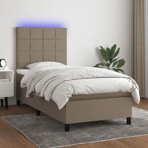 VidaXL Κρεβάτι Boxspring με Στρώμα & LED Taupe 80x200 εκ. Υφασμάτινο