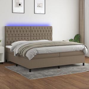 VidaXL Κρεβάτι Boxspring με Στρώμα & LED Taupe 200x200 εκ. Υφασμάτινο