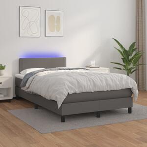 VidaXL Κρεβάτι Boxspring με Στρώμα & LED Γκρι 120x200 εκ. Συνθ. Δέρμα