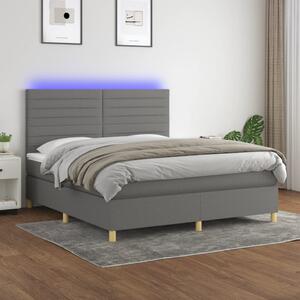 VidaXL Κρεβάτι Boxspring με Στρώμα & LED Σκ.Γκρι 160x200 εκ Υφασμάτινο