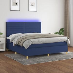 VidaXL Κρεβάτι Boxspring με Στρώμα & LED Μπλε 160x200 εκ. Υφασμάτινο