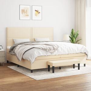 VidaXL Κρεβάτι Boxspring με Στρώμα Κρεμ 200x200 εκ. Υφασμάτινο