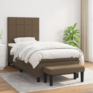 VidaXL Κρεβάτι Boxspring με Στρώμα Σκούρο Καφέ 90x200 εκ. Υφασμάτινο