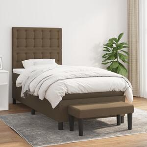 VidaXL Κρεβάτι Boxspring με Στρώμα Σκούρο Καφέ 90x200 εκ. Υφασμάτινο