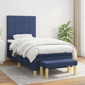 VidaXL Κρεβάτι Boxspring με Στρώμα Μπλε 90x190 εκ.Υφασμάτινο