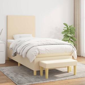 VidaXL Κρεβάτι Boxspring με Στρώμα Κρεμ 100 x 200 εκ. Υφασμάτινο