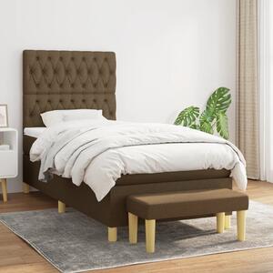 VidaXL Κρεβάτι Boxspring με Στρώμα Σκούρο Καφέ 100x200 εκ. Υφασμάτινο