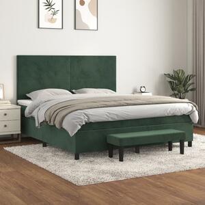 VidaXL Κρεβάτι Boxspring με Στρώμα Σκούρο Πράσινο 160x200εκ. Βελούδινο