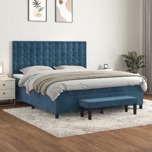 VidaXL Κρεβάτι Boxspring με Στρώμα Σκούρο Μπλε 180x200 εκ. Βελούδινο