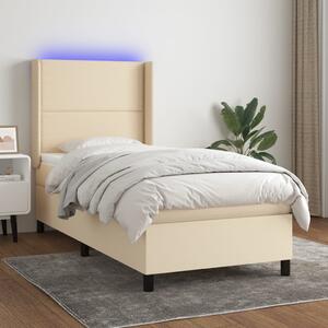 VidaXL Κρεβάτι Boxspring με Στρώμα & LED Κρεμ 80x200 εκ. Υφασμάτινο