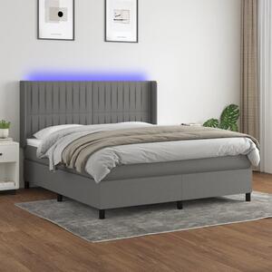 VidaXL Κρεβάτι Boxspring με Στρώμα & LED Σκ.Γκρι 160x200 εκ Υφασμάτινο