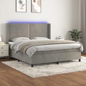 VidaXL Κρεβάτι Boxspring με Στρώμα & LED Αν.Γκρι 160x200 εκ. Βελούδινο